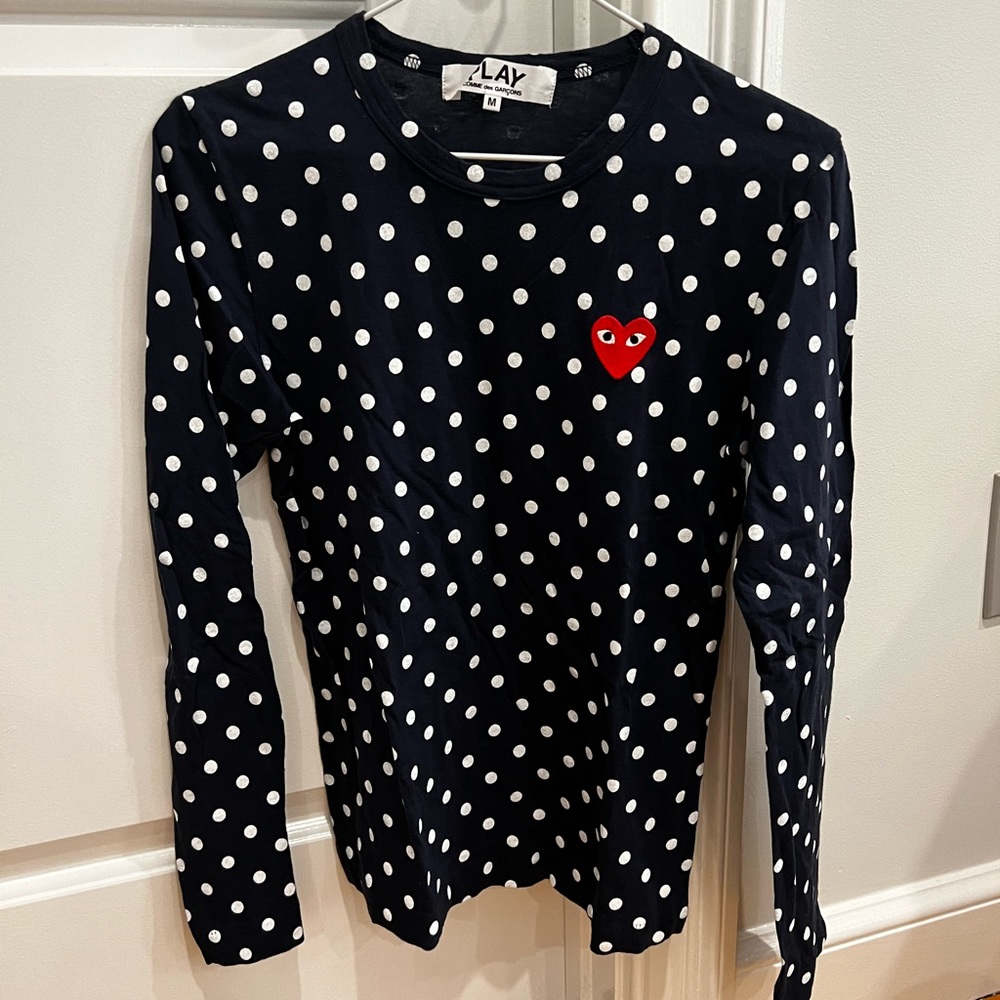 comme de garçon play polka dot shirt
